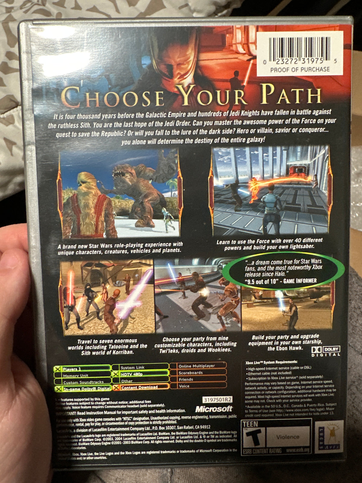 Starwars knights of the old republic Xbox